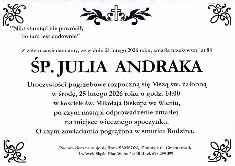 Odeszła Julia Andraka