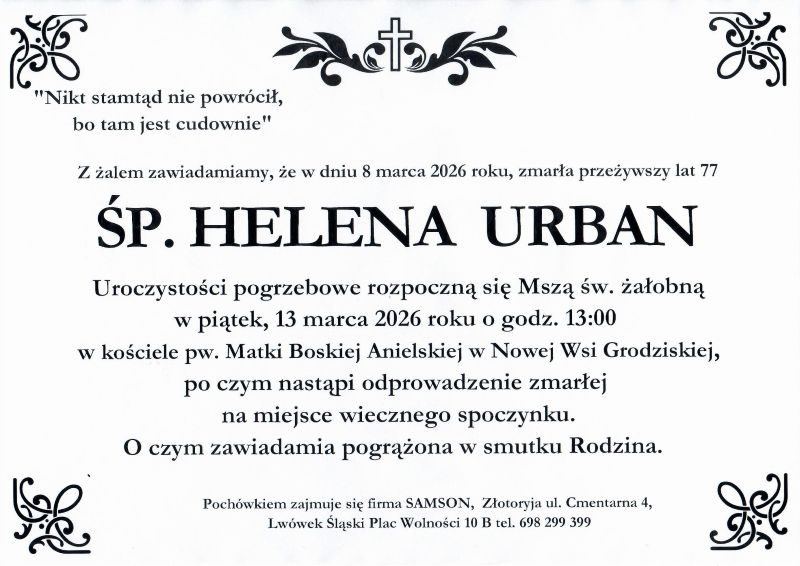 Odeszła Helena Urban