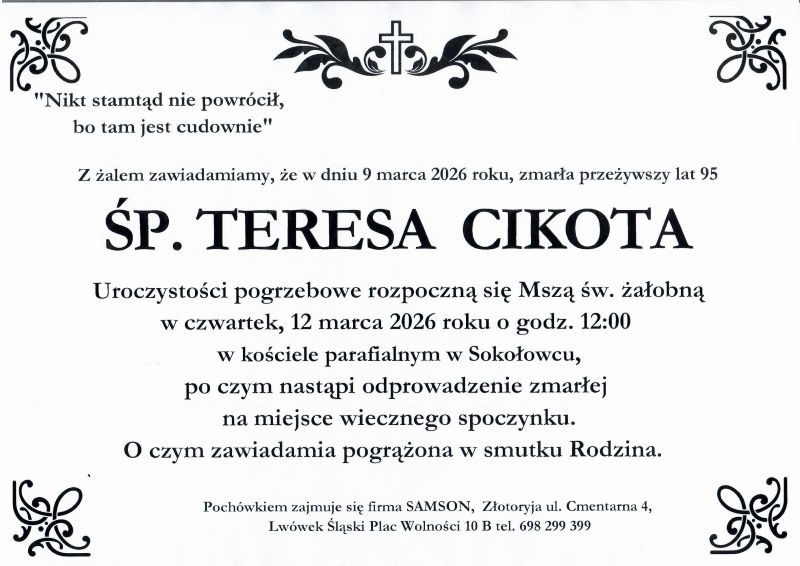 Odeszła Teresa Cikota