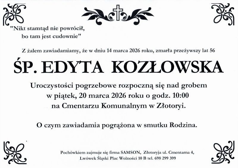 Odeszła Edyta Kozłowska