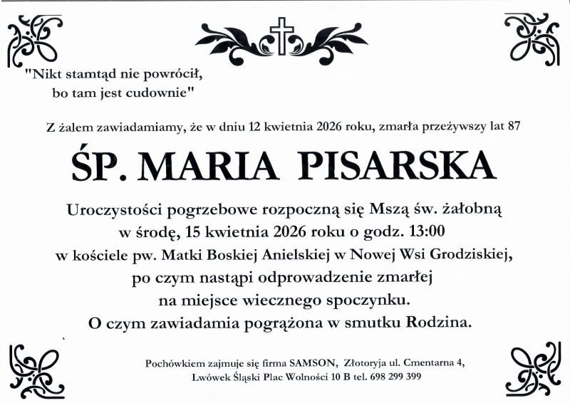 Odeszła Maria Pisarska