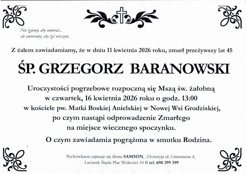 Odszedł Grzegorz Baranowski
